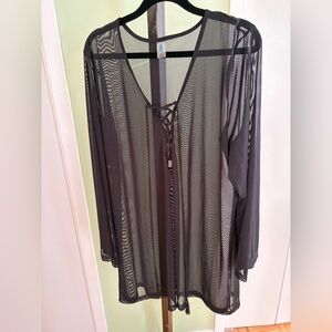 La Vie En Rose Black Mesh Swim Cover-Up